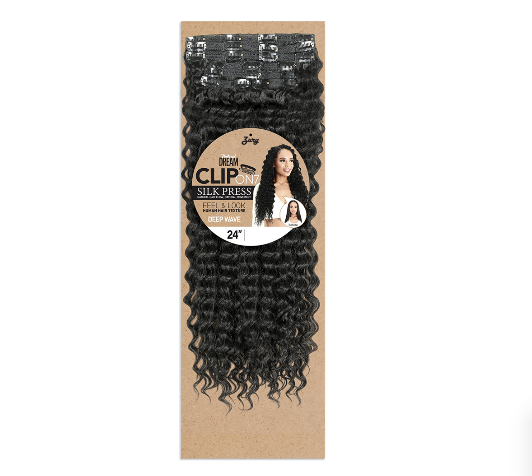 Zury Natural Dream Clip On Hair Extensions, Deep Wave 3 Zury Natural Dream Clip On Hair Extensions, Deep Wave