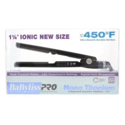 BaBylissPRO Nano Titanium Ionic Straightening Iron Black 1 1/4 Inch
